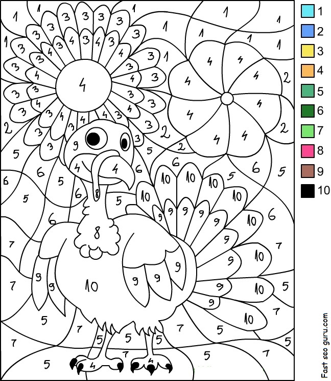 Free Coloring Pages Of Turkey Color By Number